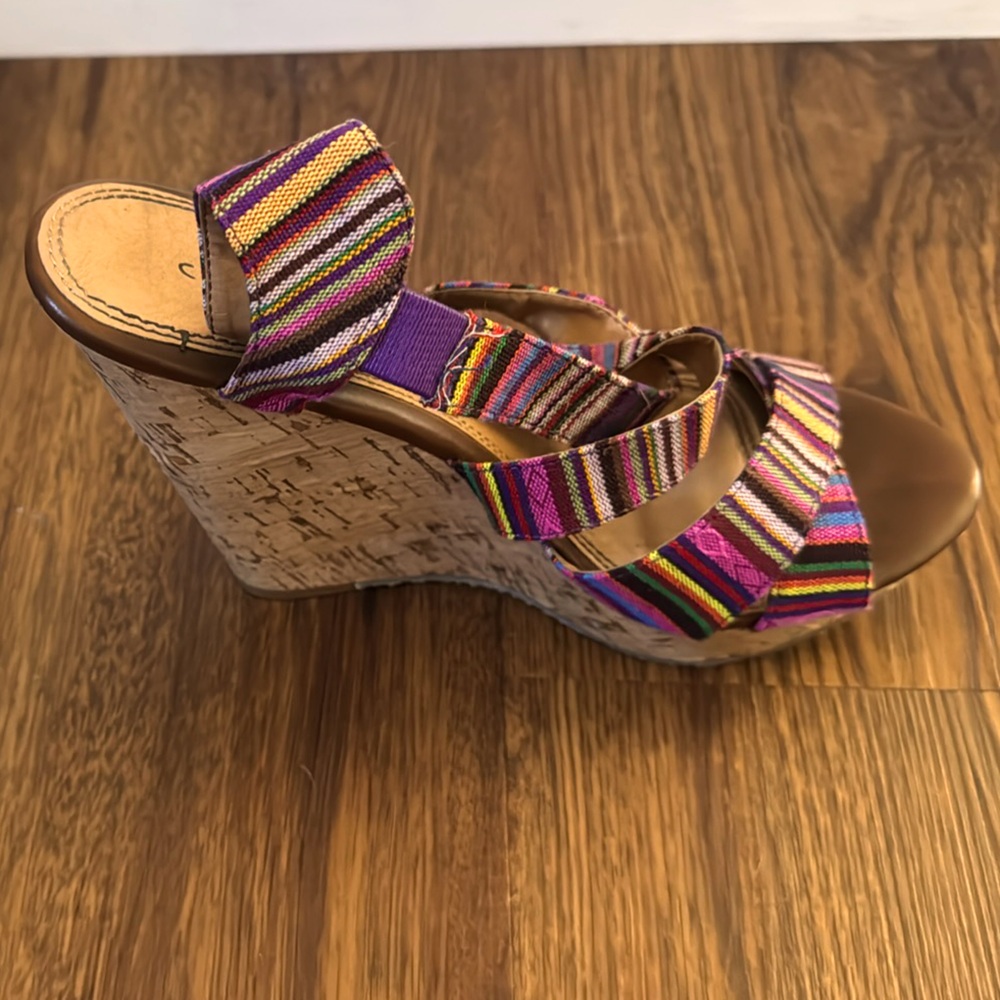 Chinese Laundry Purple and Red Wedge Shoes